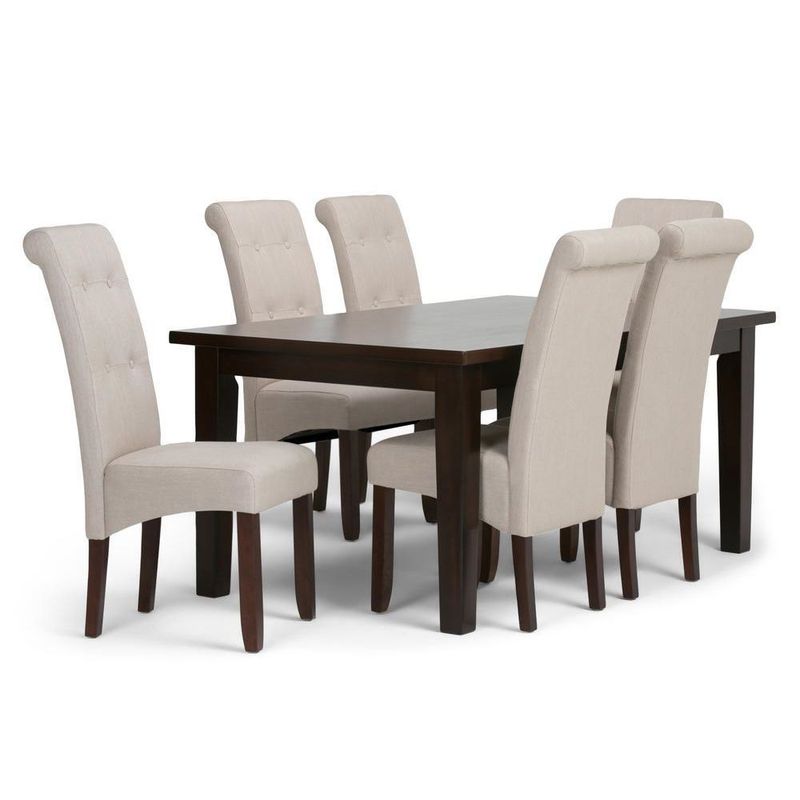 ALTO HOGAR - Juego de Comedor 6 Sillas Aster Crema Madera Tornillo