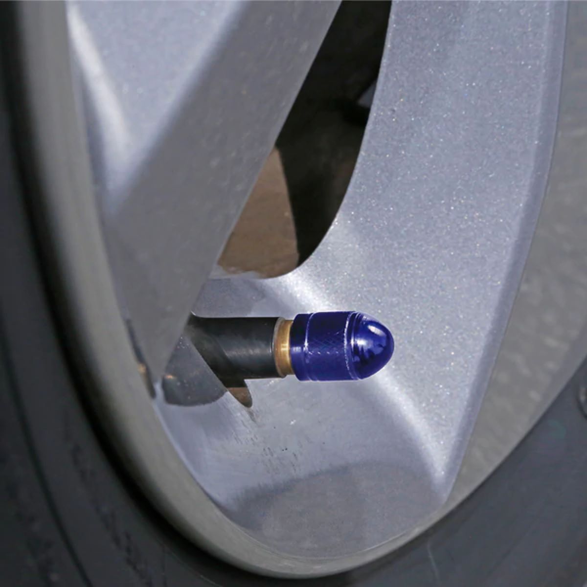 SLIME - Tapas anodizadas para válvulas color azul 4 unidades