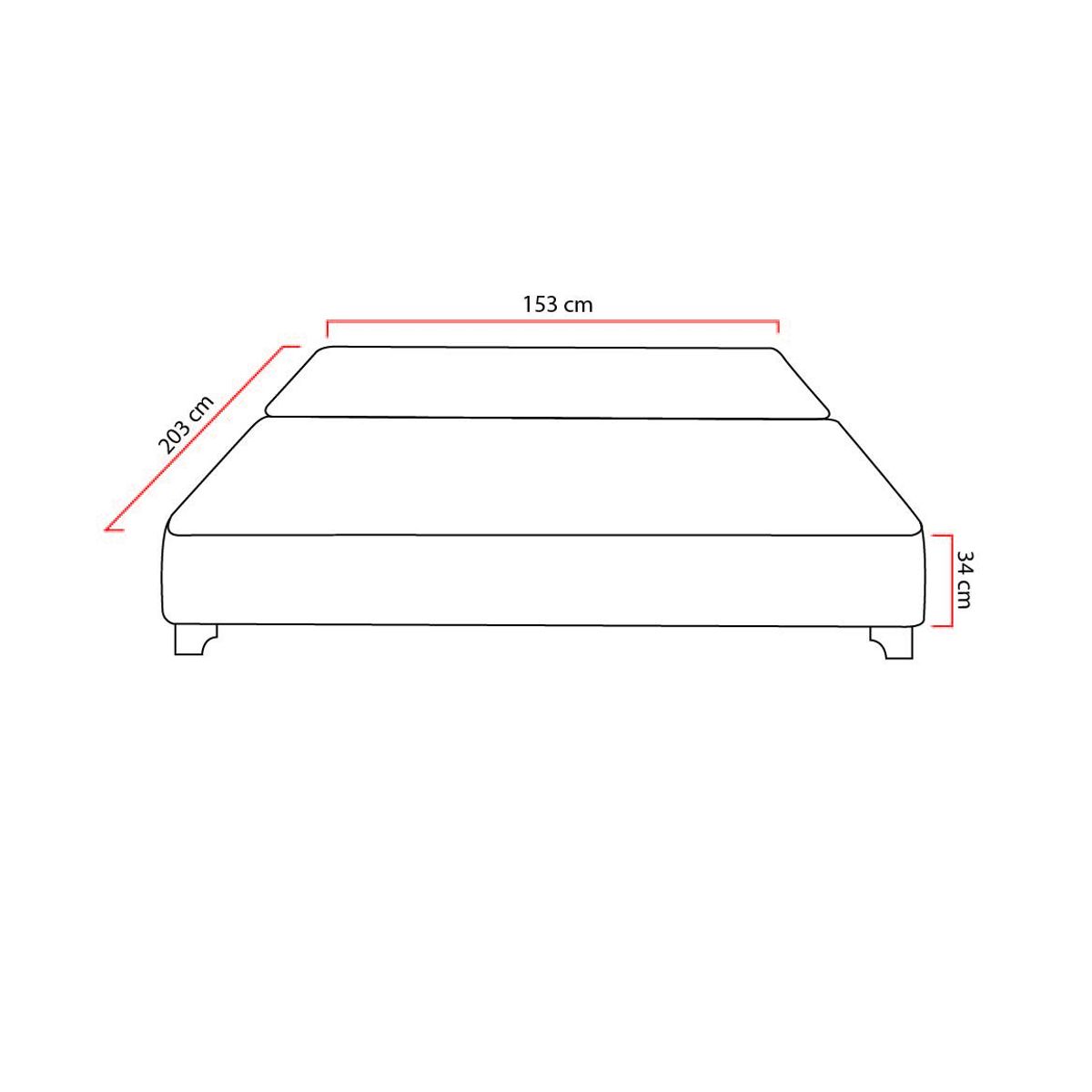 BARAKA HOME - Base De Cama Luton Queen Americano 153 x 203 2 Piezas - Negro