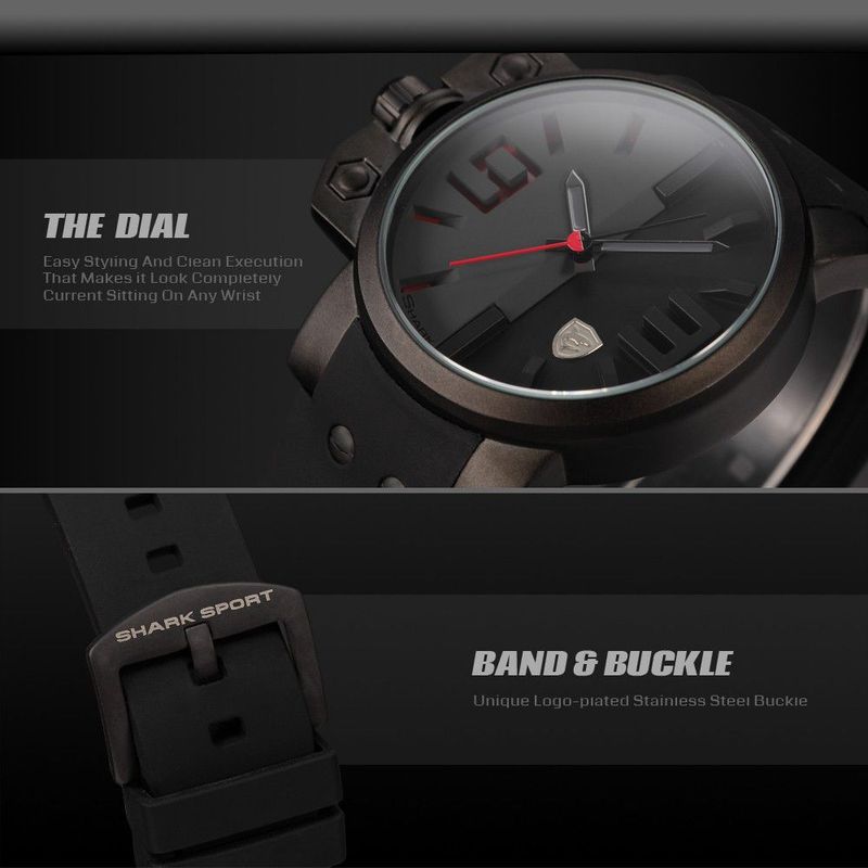 SHARK - Reloj shark tawny - analógico fecha hombre negro mate