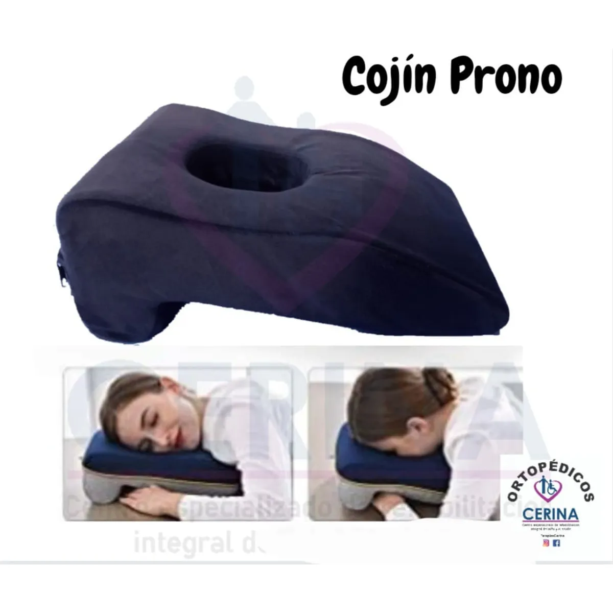 GENERICO - Cojin prono facial apoyo de rostro color Azul Oscuro