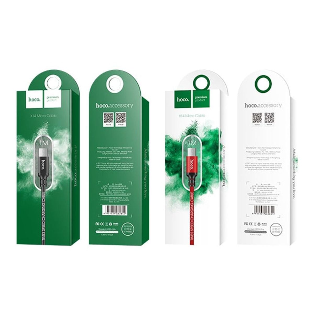 HOCO - Cable USB a Micro USB V8 1m Hoco X14 Rojo De Calidad y Durabilidad