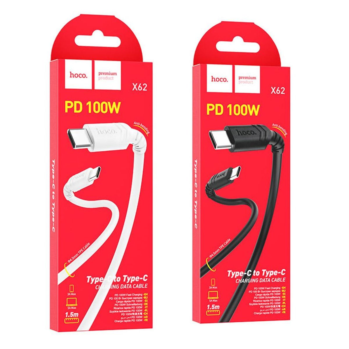 HOCO - Cable De Datos 100W USB a Tipo C 15m Hoco X62 Negro Calidad