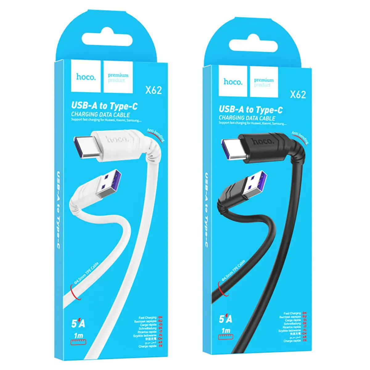 HOCO - Cable De Datos 5A USB a Tipo C 15m Hoco X62 Negro De Calidad
