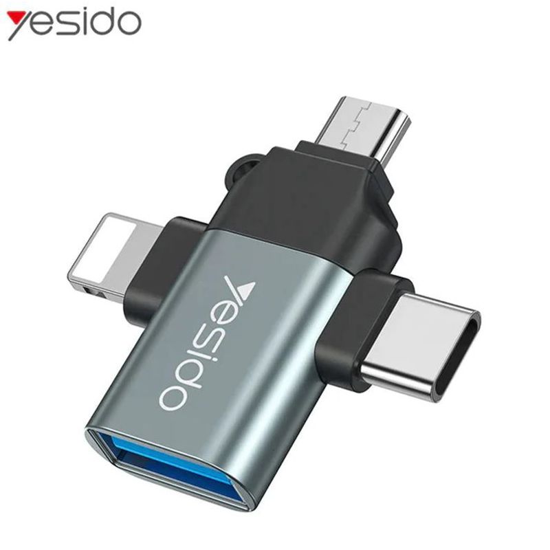YESIDO - Lector Otg Universal - Usb A Tipo C, Lightning Miniusb -  3en1