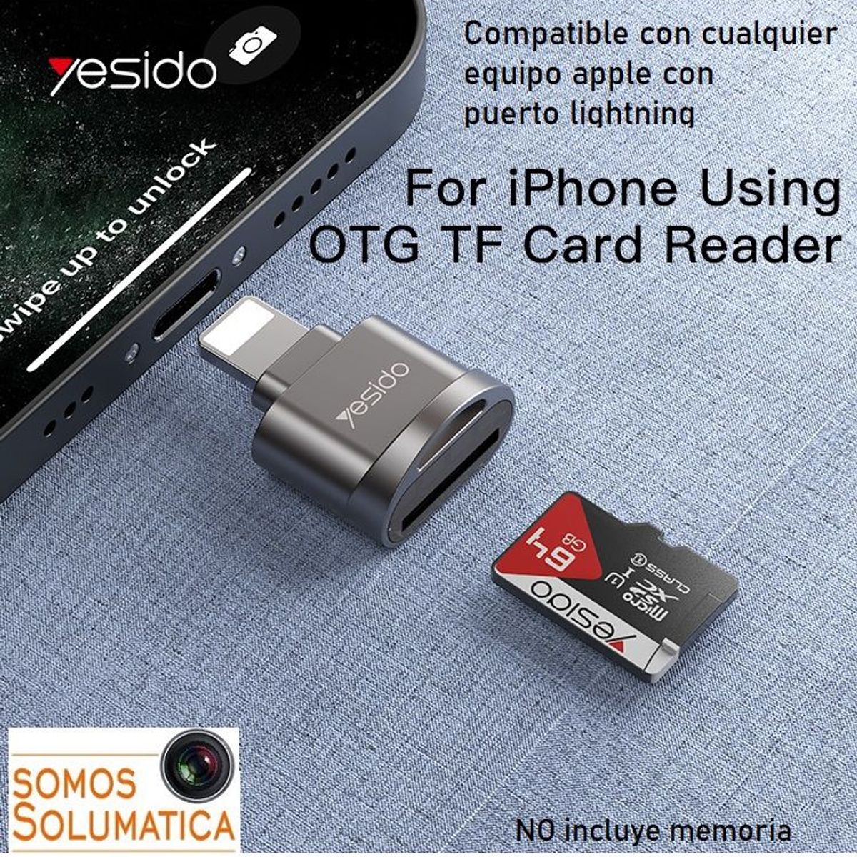 YESIDO - Lector De Memorias Microsd - Lightning Otg - Para equipos Apple