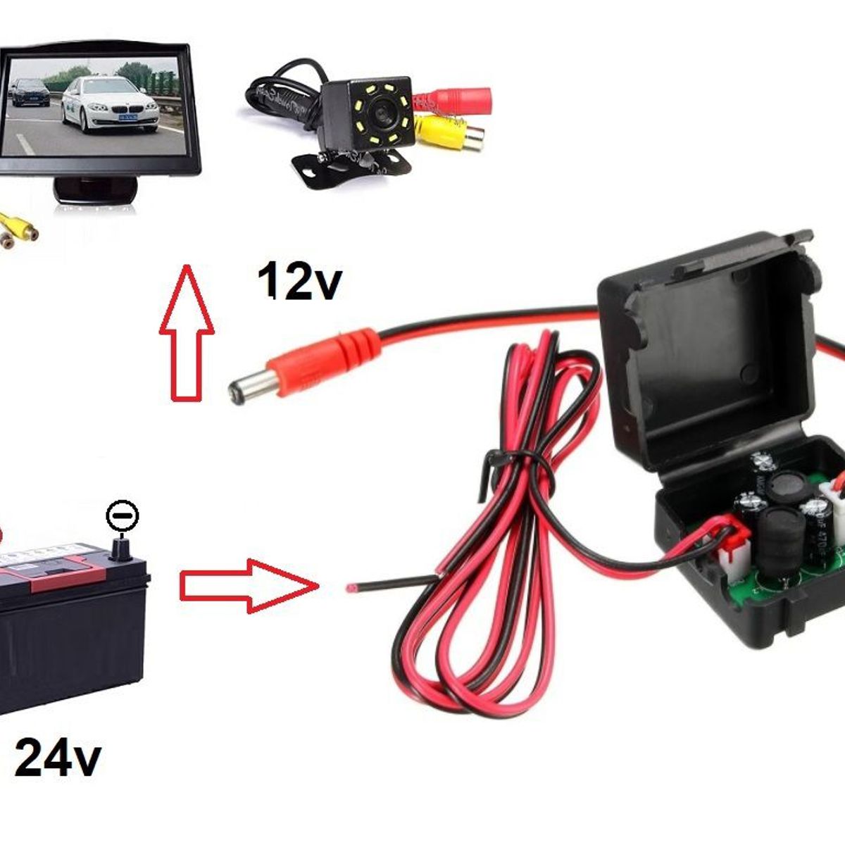 GENERICO - TRANSFORMADOR REDUCTOR DE VOLTAJE 24v -12v 3A