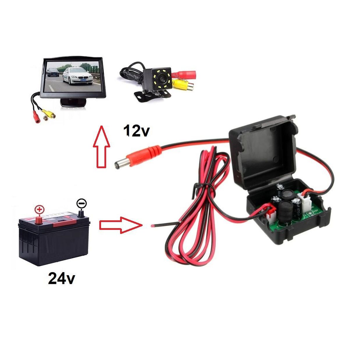 GENERICO - TRANSFORMADOR REDUCTOR DE VOLTAJE 24v -12v 3A