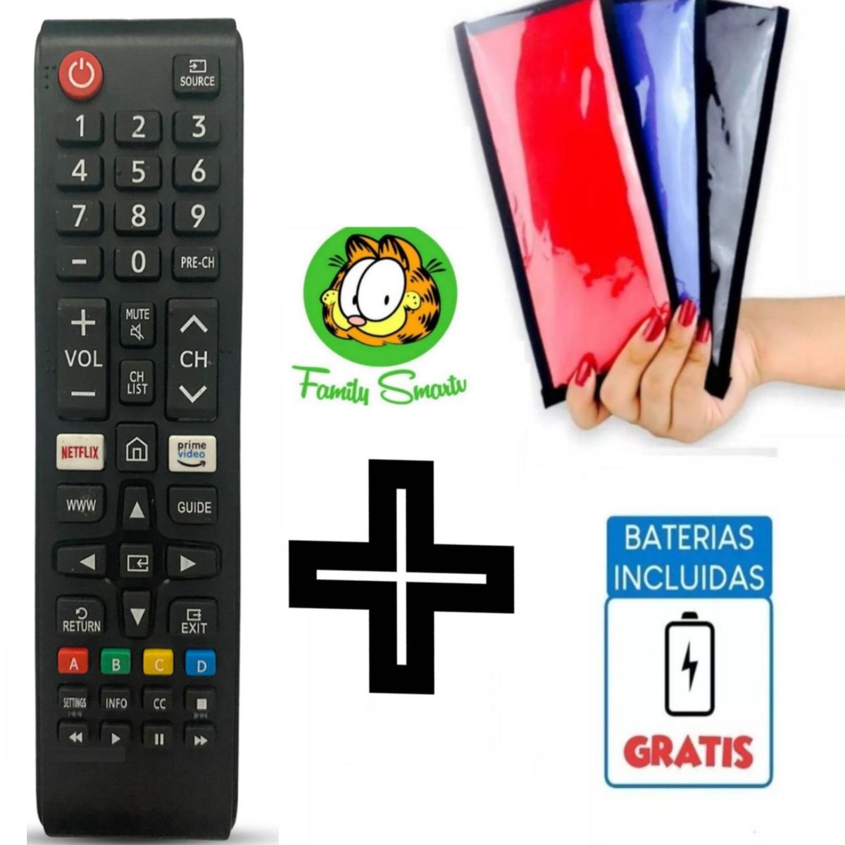 UNIVERSAL - Control Remoto Para tv Samsung Botón Amazon Prime y Netflix  Funda