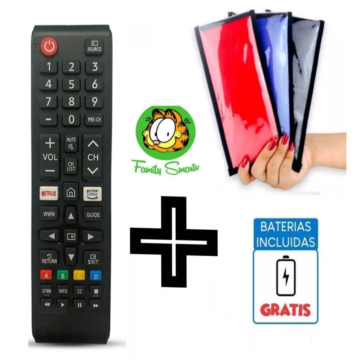 UNIVERSAL - Control Remoto Para tv Samsung Botón Amazon Prime y Netflix  Funda