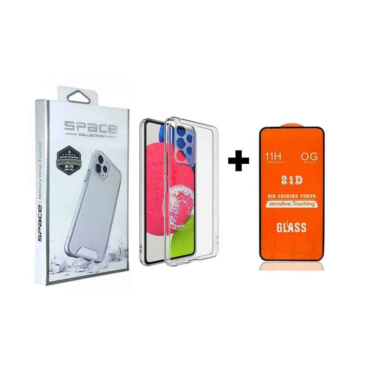 GENERICO - Case Space Anticaida + Vidrio Templado Samsung A53 Transparente