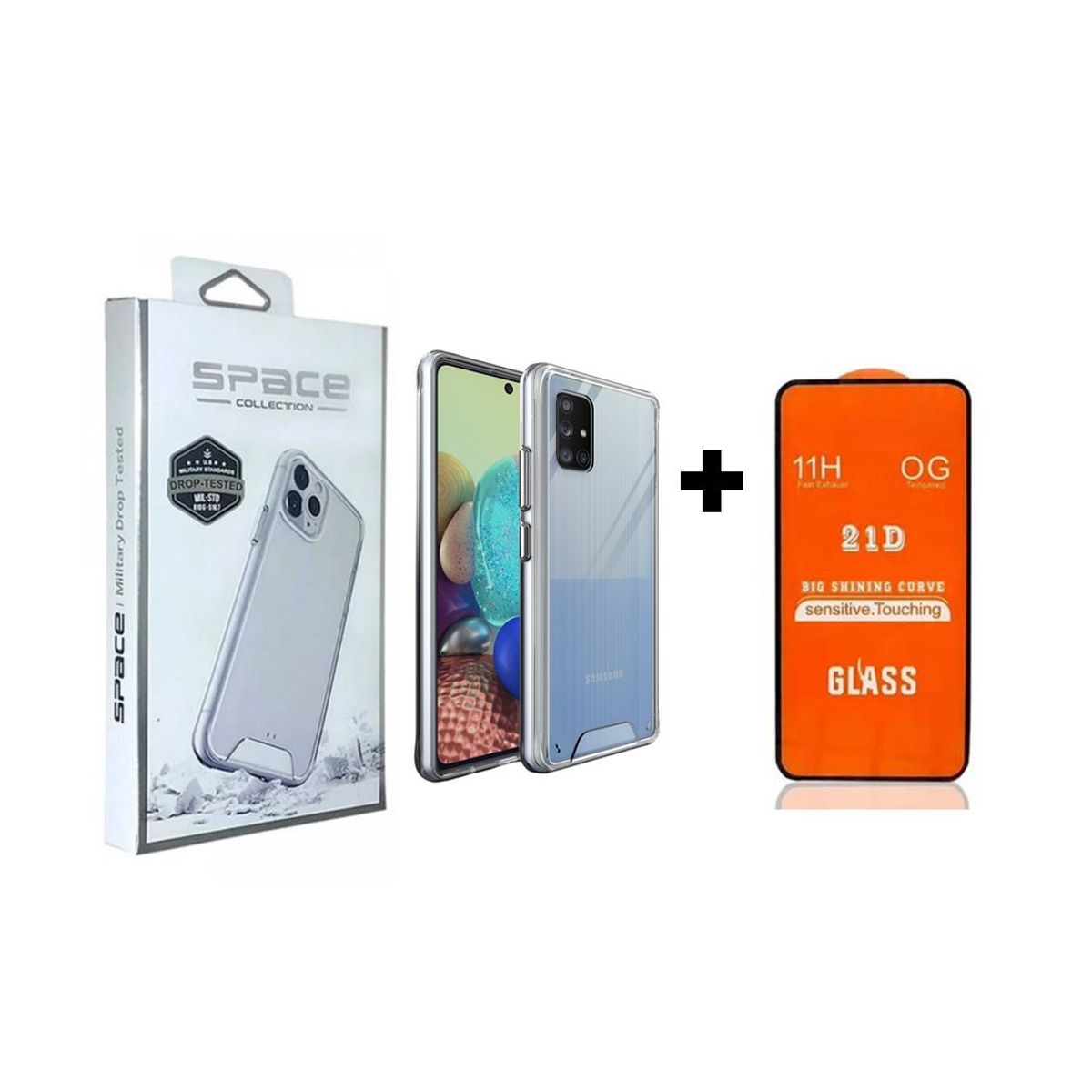 GENERICO - Case Space Anticaida + Vidrio Templado Samsung A51 Transparente