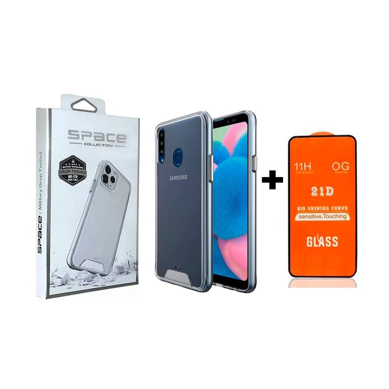 GENERICO - Case Space Anticaida + Vidrio Templado Samsung A20s Transparente