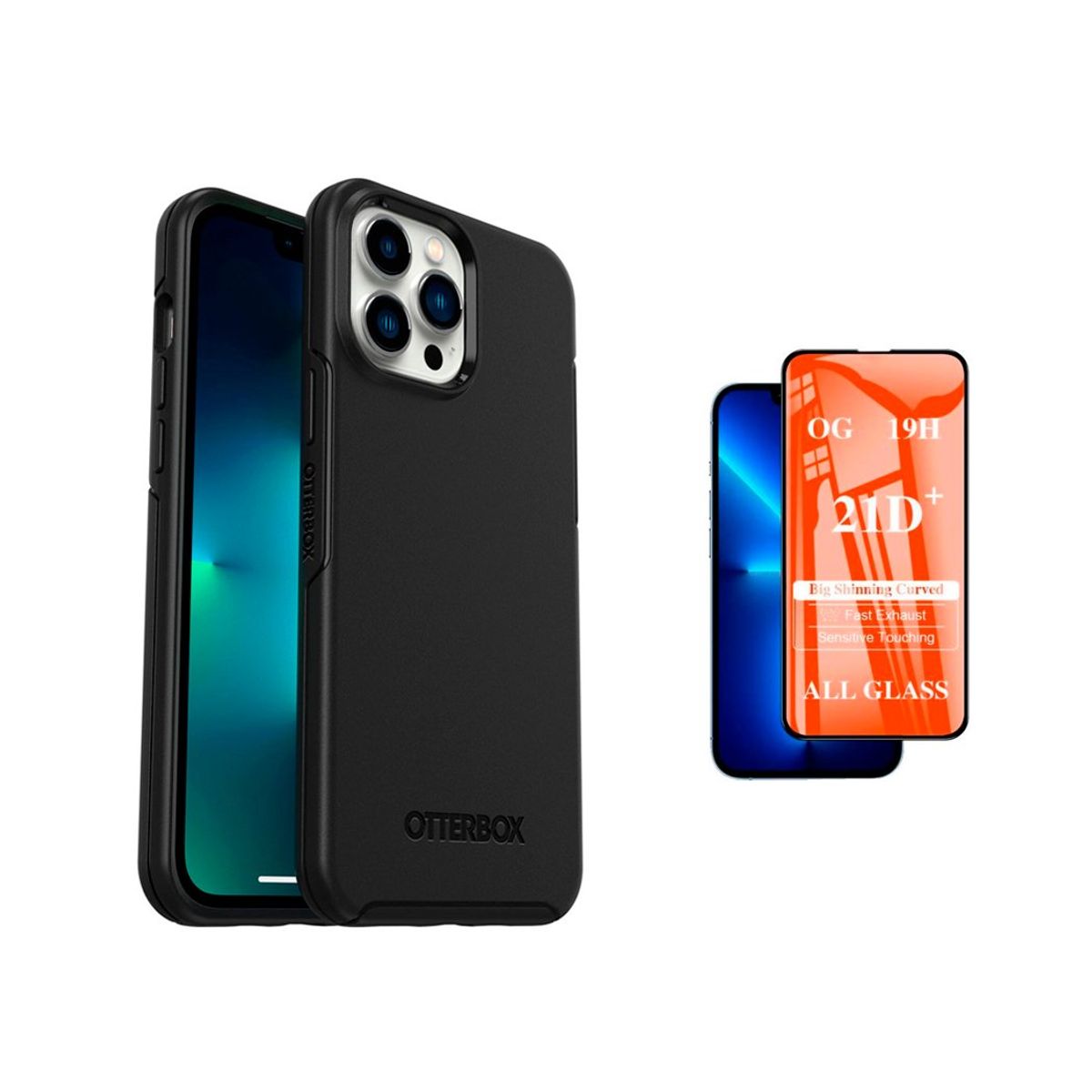 OTTERBOX - Case Otterbox Symmetry iPhone 14 Pro Y Vidrio Templado Negro