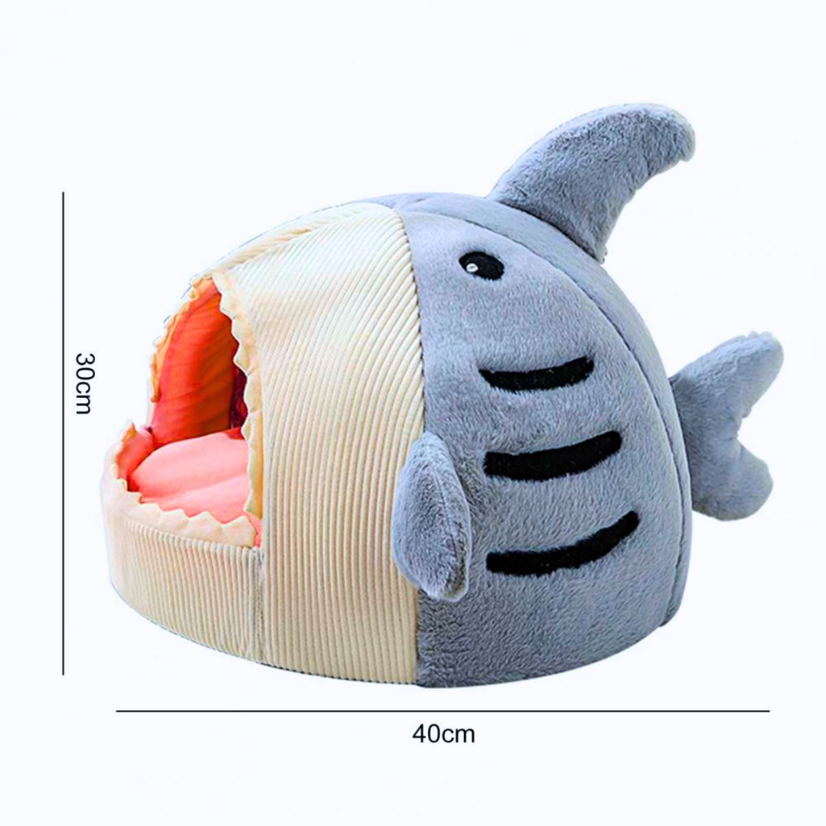 GENERICO - Cama Cueva Tiburón para Gatos y Perros Portátil
