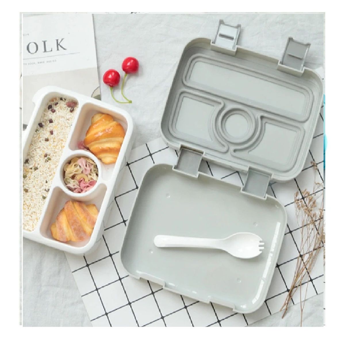 OTTOWARE - Lonchera Portátil con Compartimientos Gris