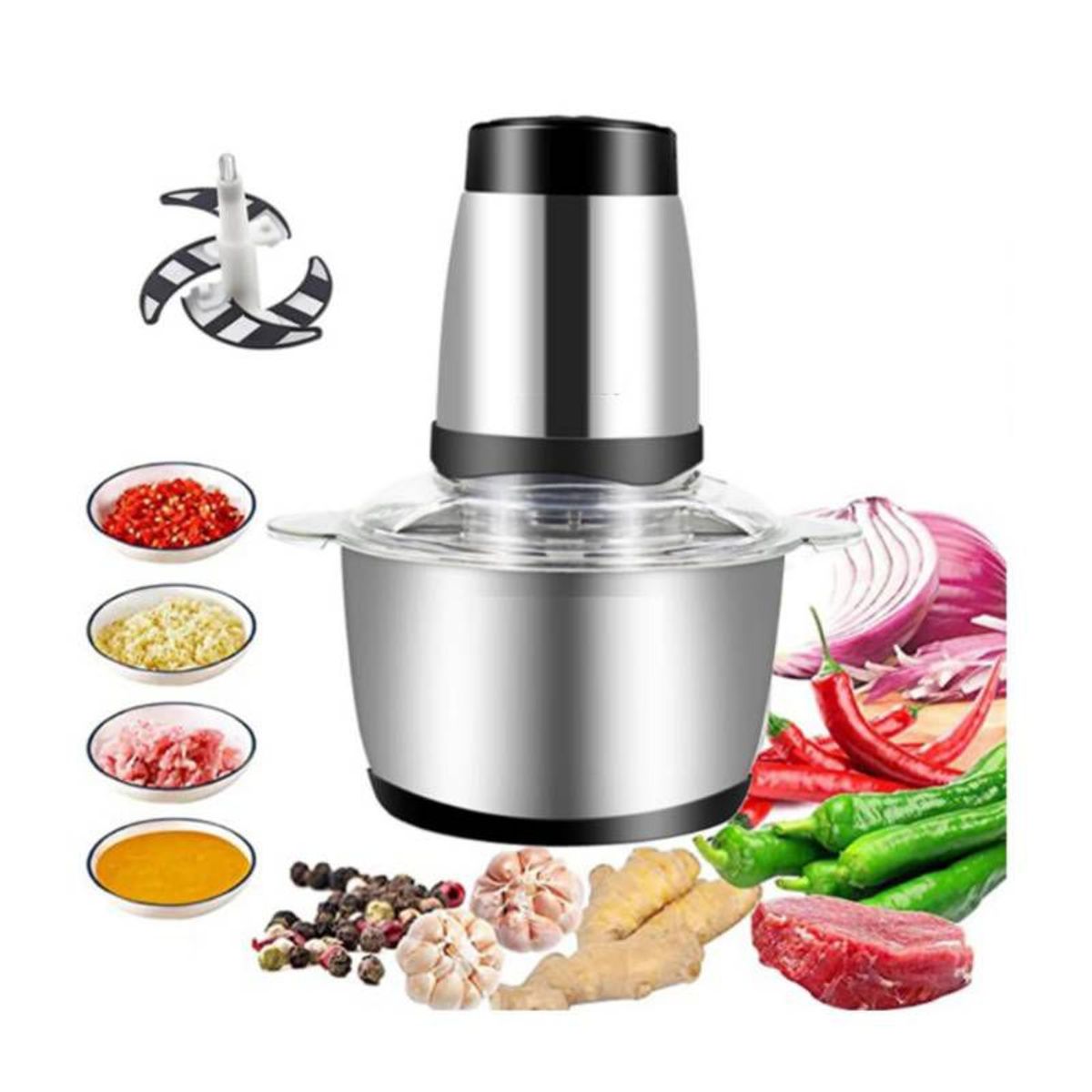 GENERICO - Picatodo Moledor de Carne Electrico Multiuso Acero Cocina