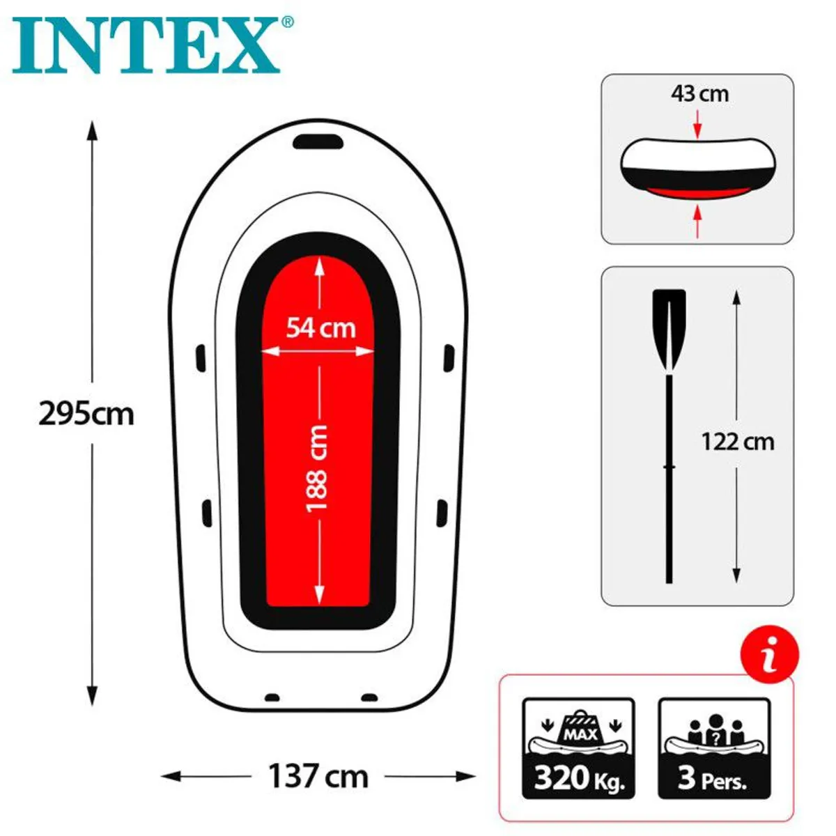 INTEX - Bote Inflable Challenger 3 Personas INTEX 295x137x43cm