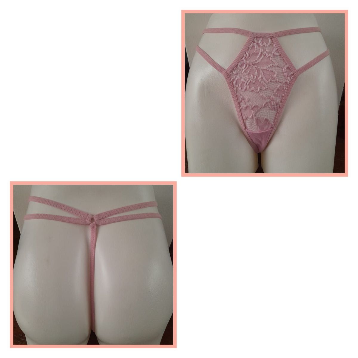 GENERICO - PANTY SEMI HILO SEXY DE ENCAJE Y ALGODON TALLA UNICA AJUSTABLE