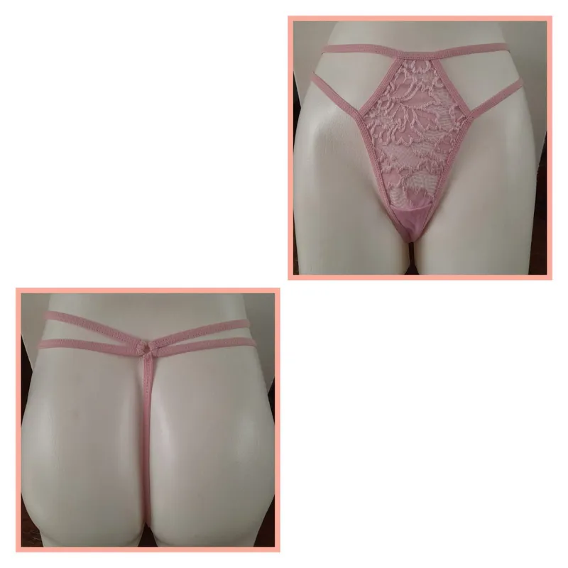 GENERICO - PANTY SEMI HILO SEXY DE ENCAJE Y ALGODON TALLA UNICA AJUSTABLE