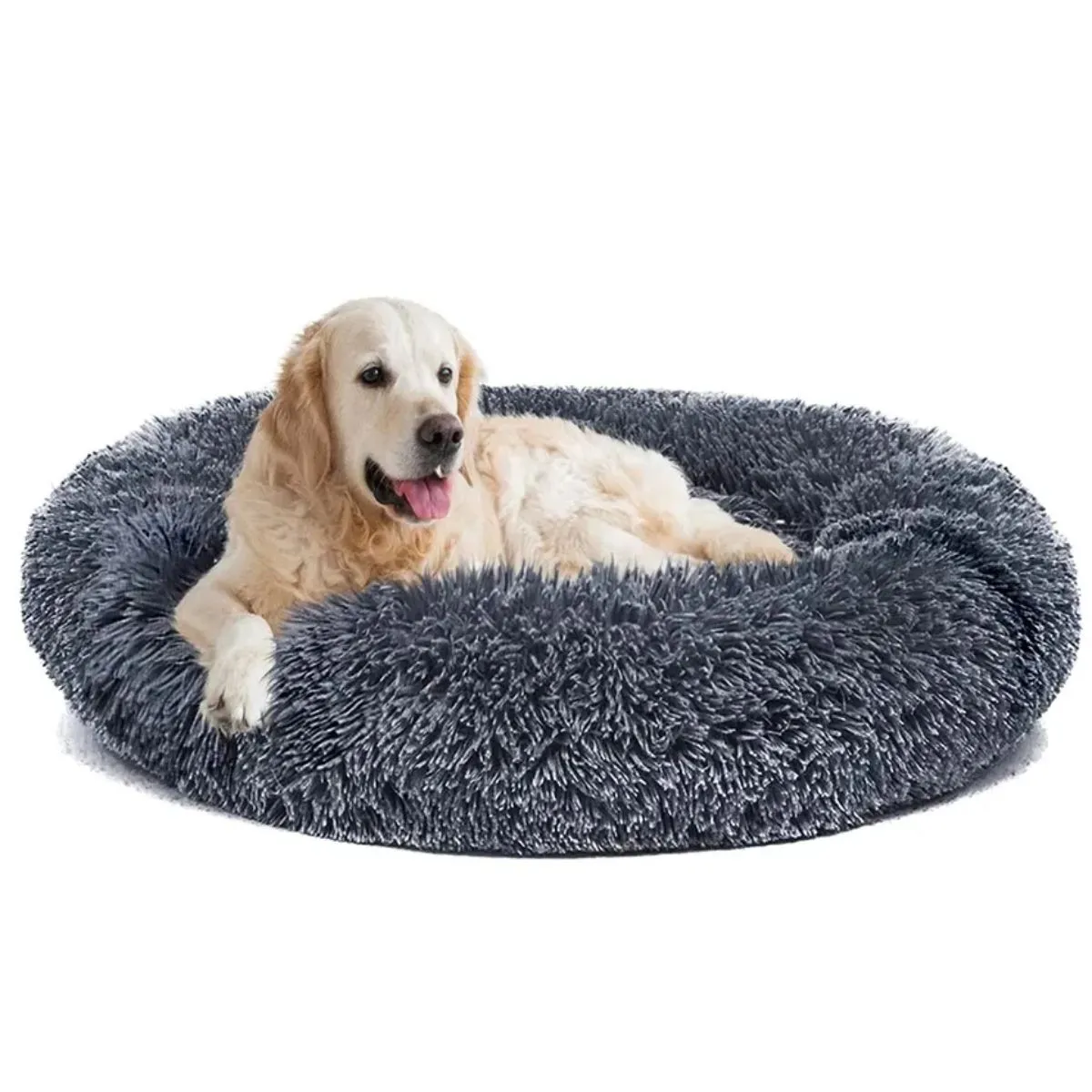 GENERICO - Cama Perro Donut Extra Grande XL 80 cm Felpa Duradera 1-2