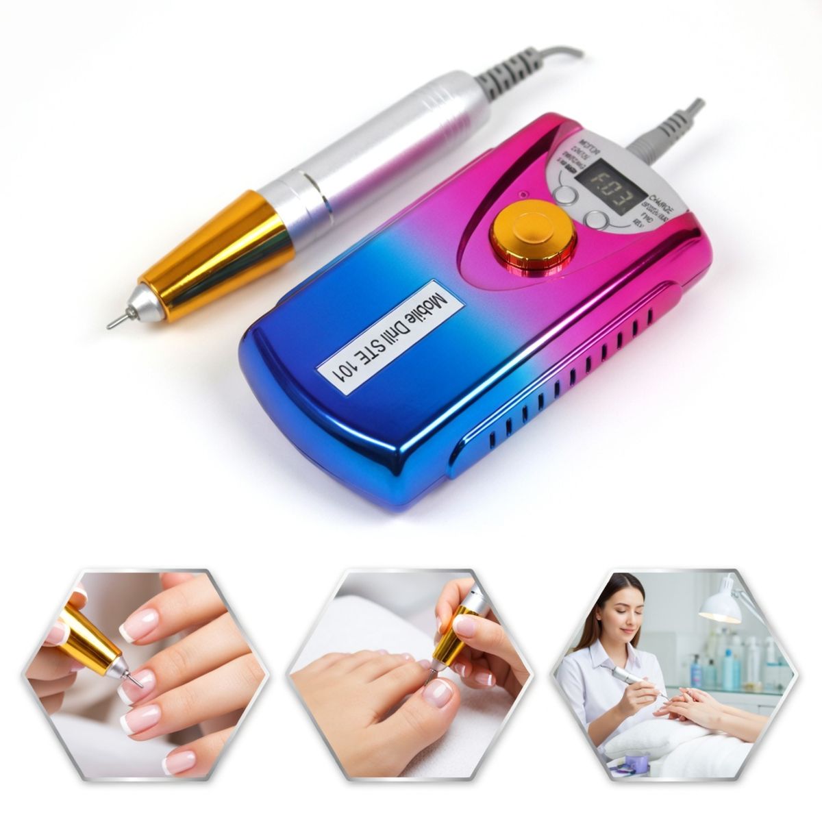 OEM - Máquina Pulidora Recargable para Uñas de Gel o Acrílicas Manicura