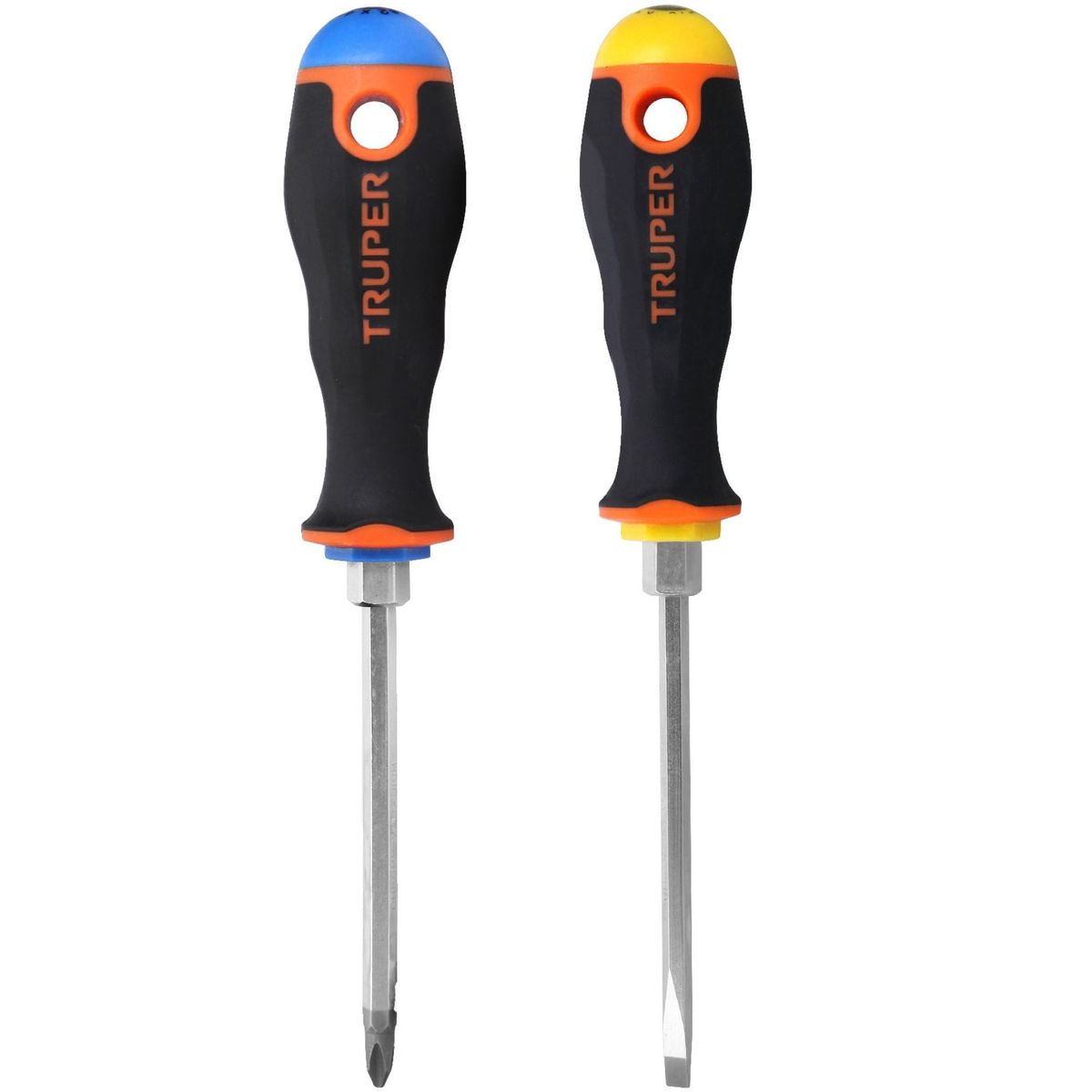 TRUPER - Dúo desarmadores  cruz, plana 1/4" x 4" mango Comfort Grip, Truper