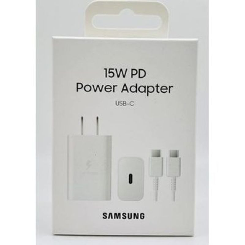 SAMSUNG - CARGADOR SAMSUNG 15W PD POWER ADAPTER USB-C BLANCO CON CABLE 1M
