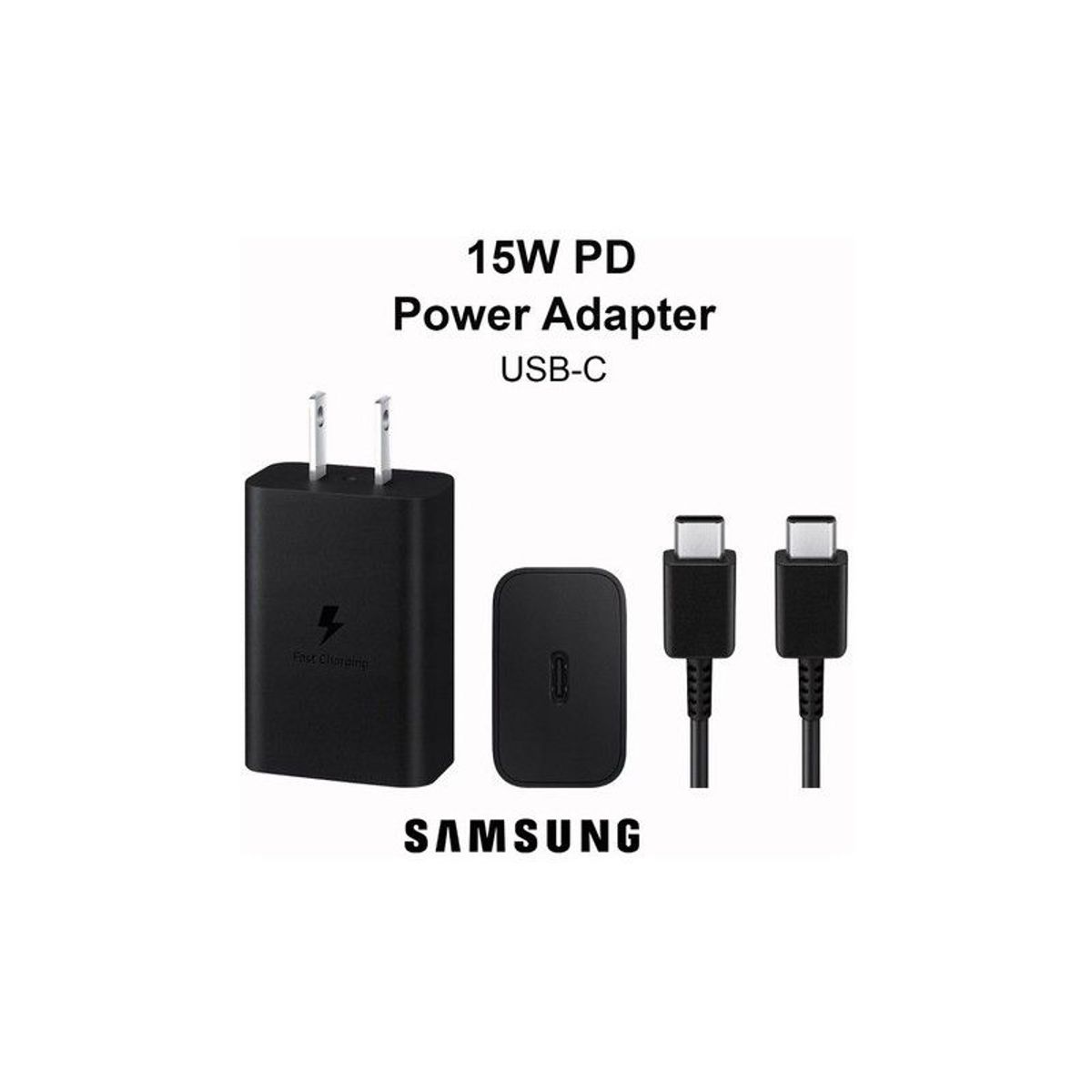 SAMSUNG - CARGADOR SAMSUNG 15W PD POWER ADAPTER USB-C NEGRO CON CABLE 1M