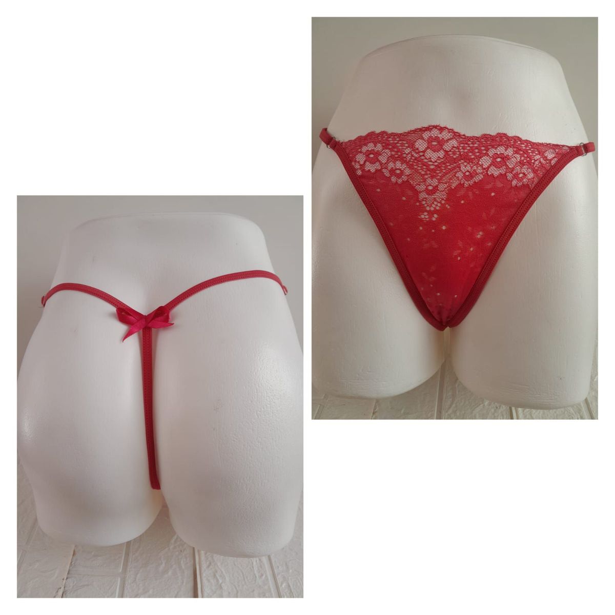 GENERICO - PANTY SEMI HILO SEXY DE ENCAJE Y ALGODON TALLA UNICA AJUSTABLE