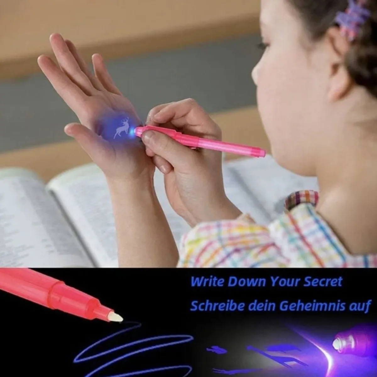 GENERICO - BOLÍGRAFO LAPIZ ESPÍA CON LUZ,  LAPICERO DE TINTA INVISIBLE