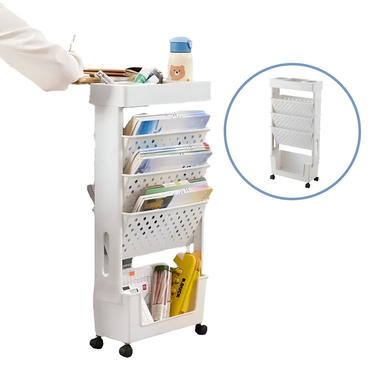 ELMEJORPRECIO - Estante Organizador de Libro de 5 Niveles con Ruedas para Oficina Casa