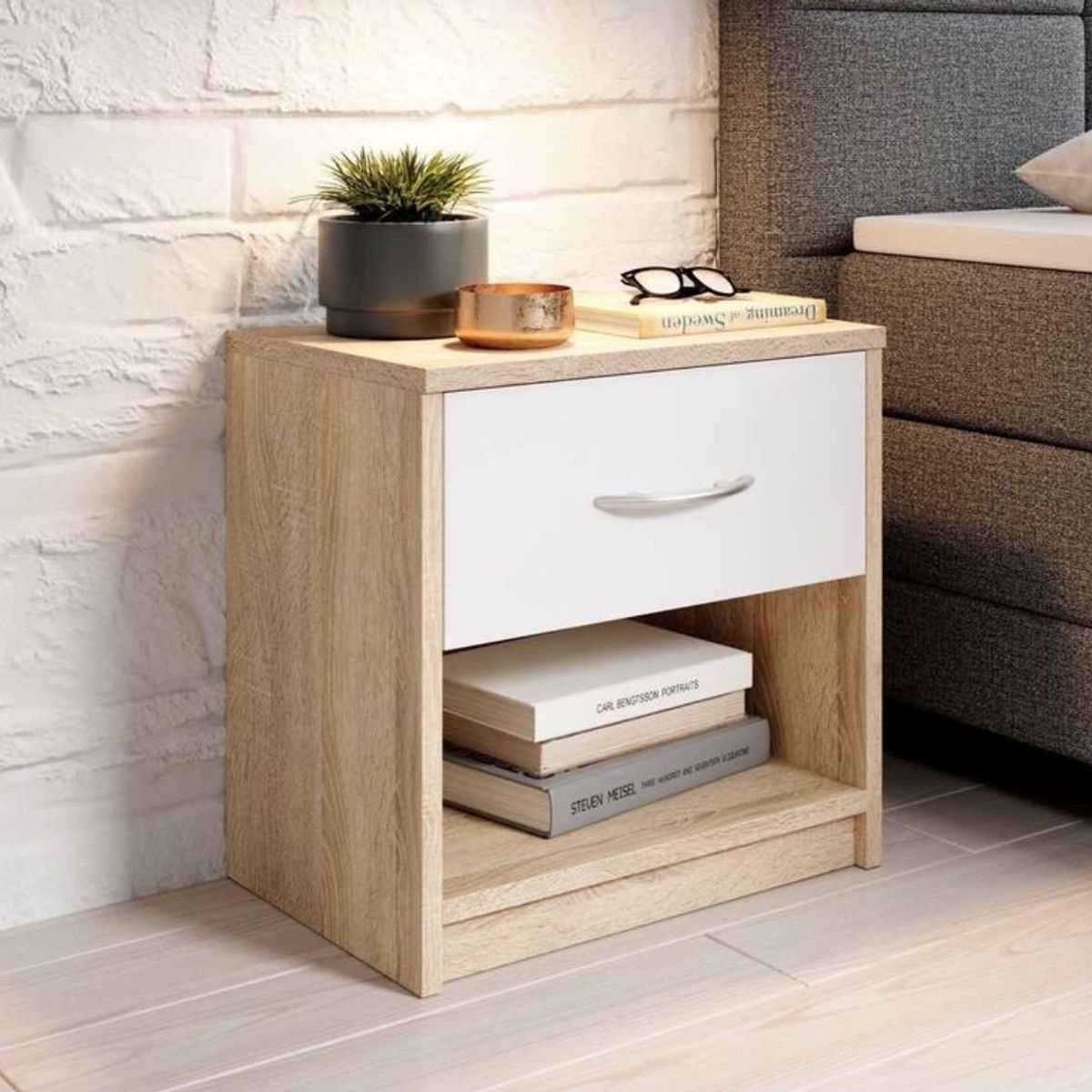 VENTITAS HOME - Velador Dallas 1 Cajón Color Duna