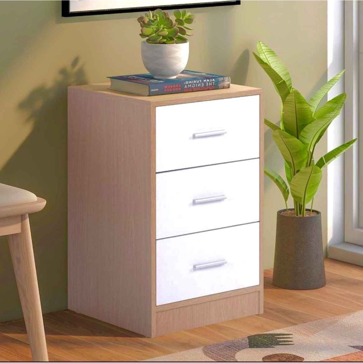 VENTITAS HOME - Velador Mikela 3 Cajones Color Duna