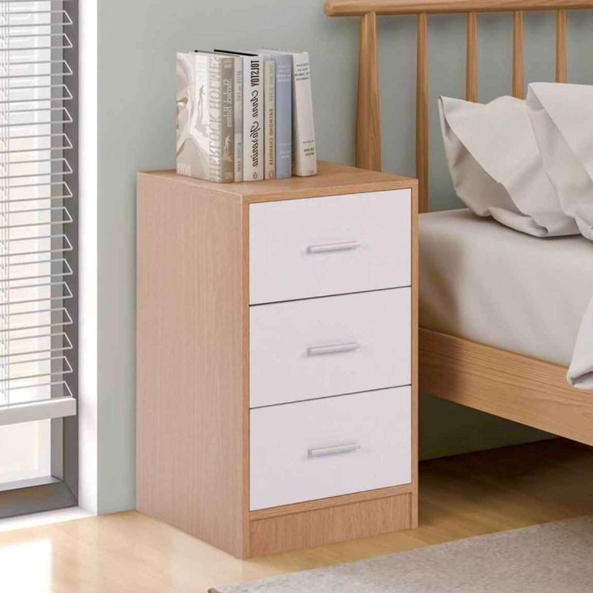 VENTITAS HOME - Velador Mikela 3 Cajones Color Duna