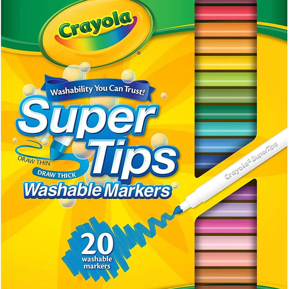 CRAYOLA - Crayola Supertips 20 Plumones Lavables Washable Markers