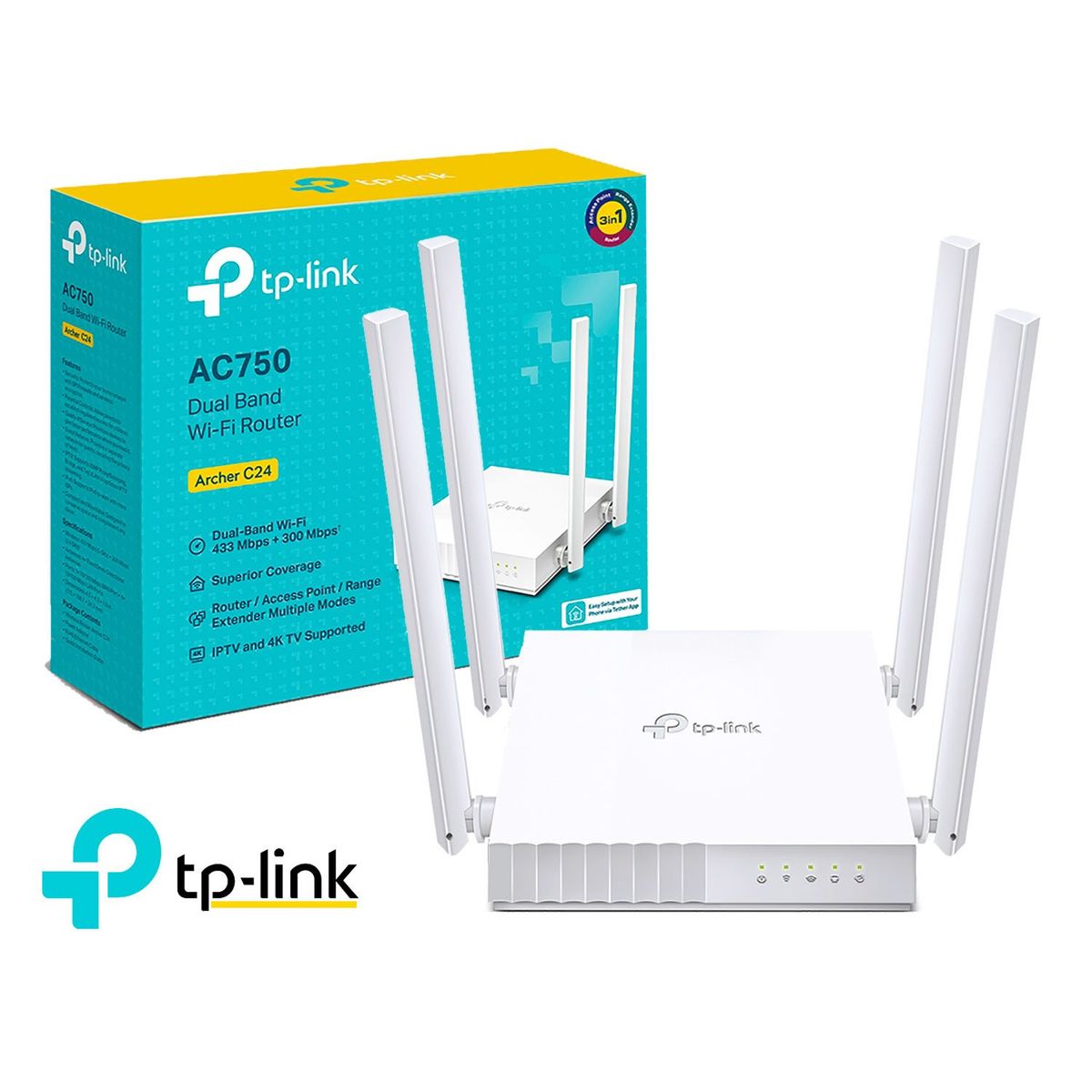 TP LINK - TP-Link Router Archer C24 AC750 Wireless 5 GHz 2,4 GHz Doble Banda
