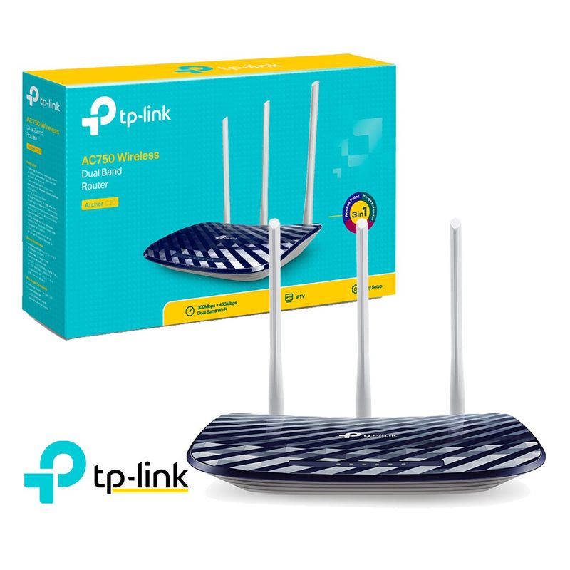 TP LINK - TP-Link Router Inalámbrico Archer C20 AC750 Doble Banda 5 GHz 2,4 GHz