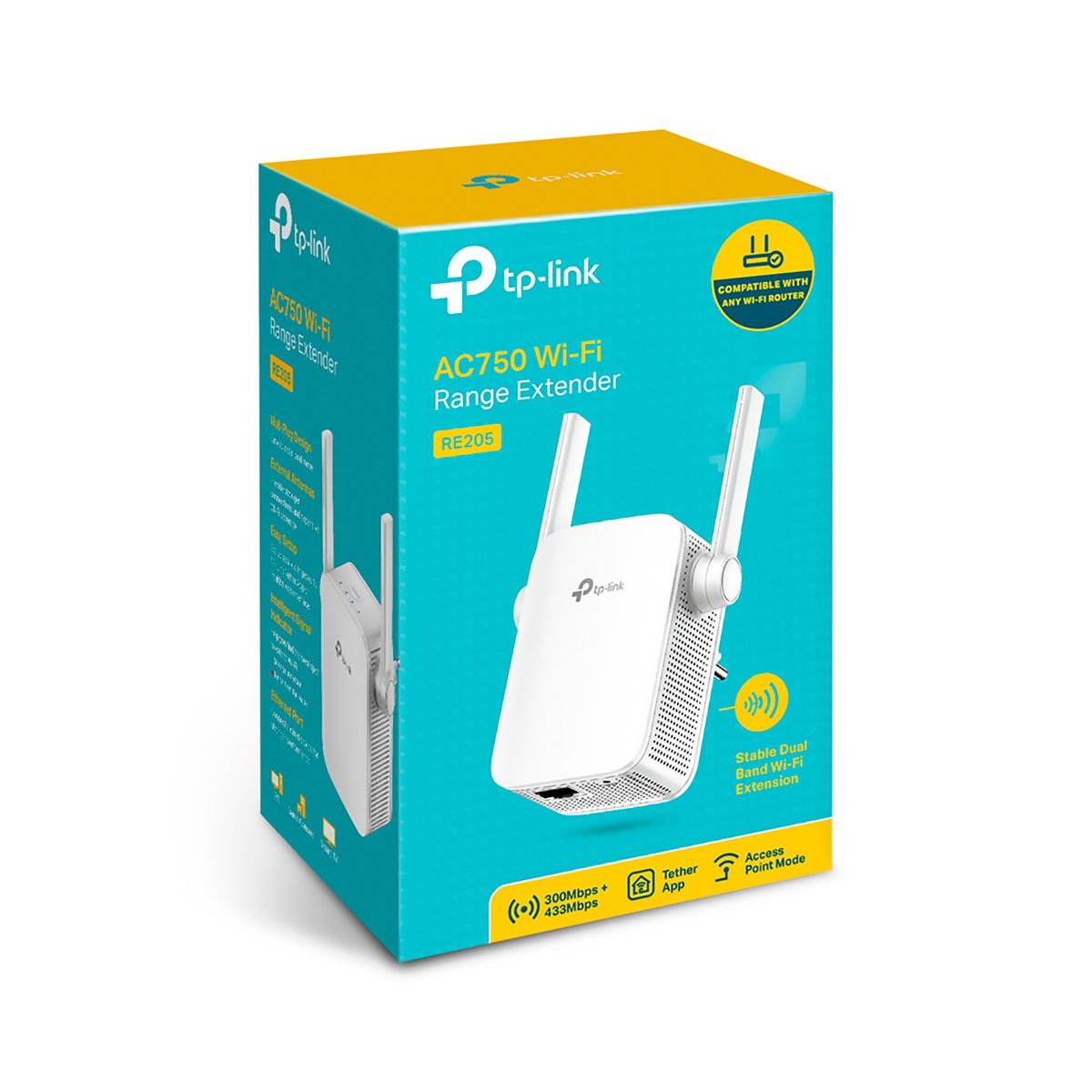 TP LINK - TP-Link Extensor De Rango Wifi RE205 AC750 Doble Banda