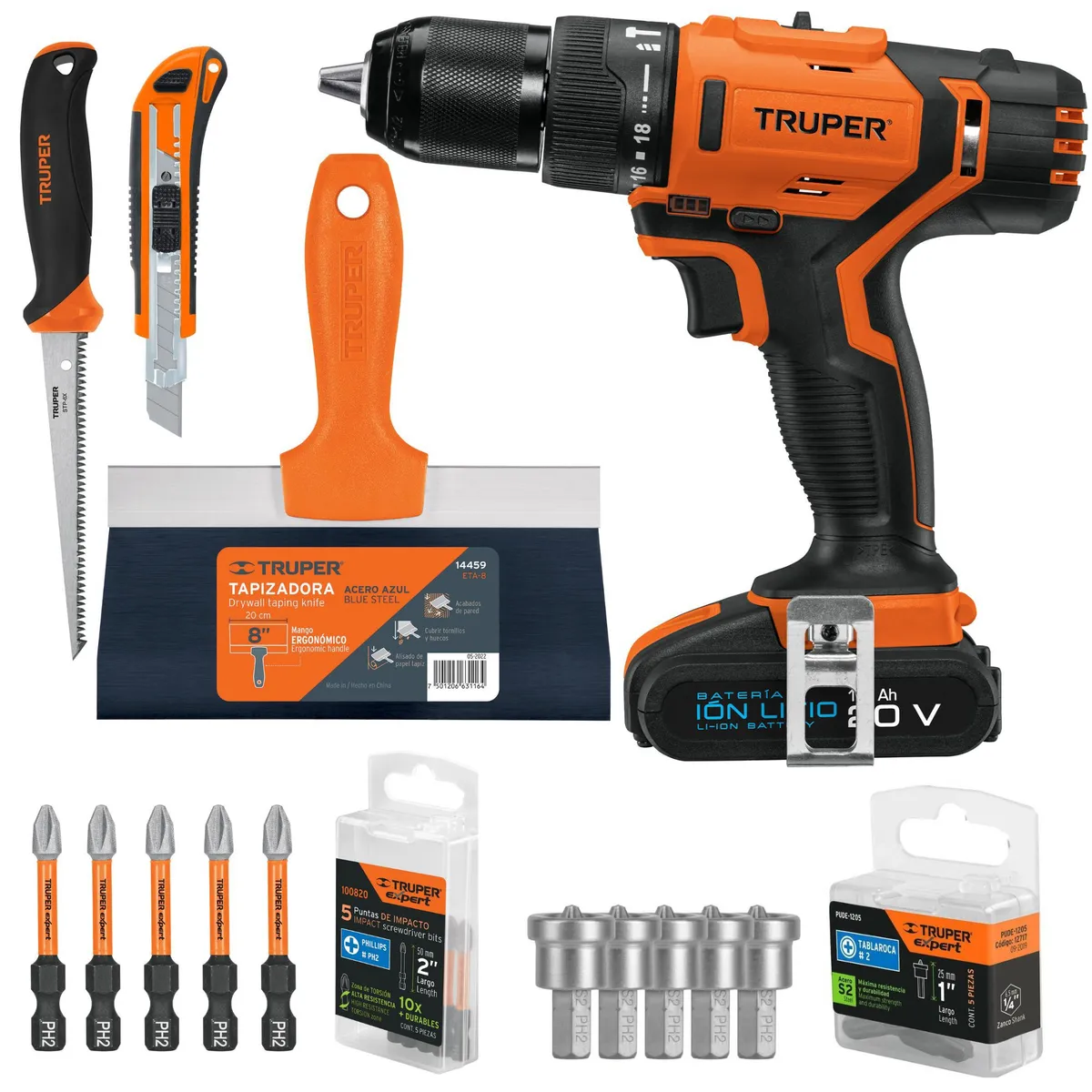 TRUPER - Taladro rotomartillo  inalámbrico  20v, herramientas para drywall,