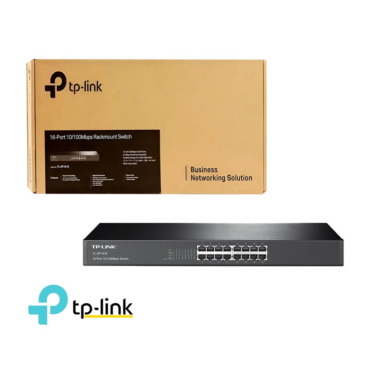 TP LINK - TP-Link Switch TL-SF1016 Con 16 Puertos 10/100 Mbps Para Rack