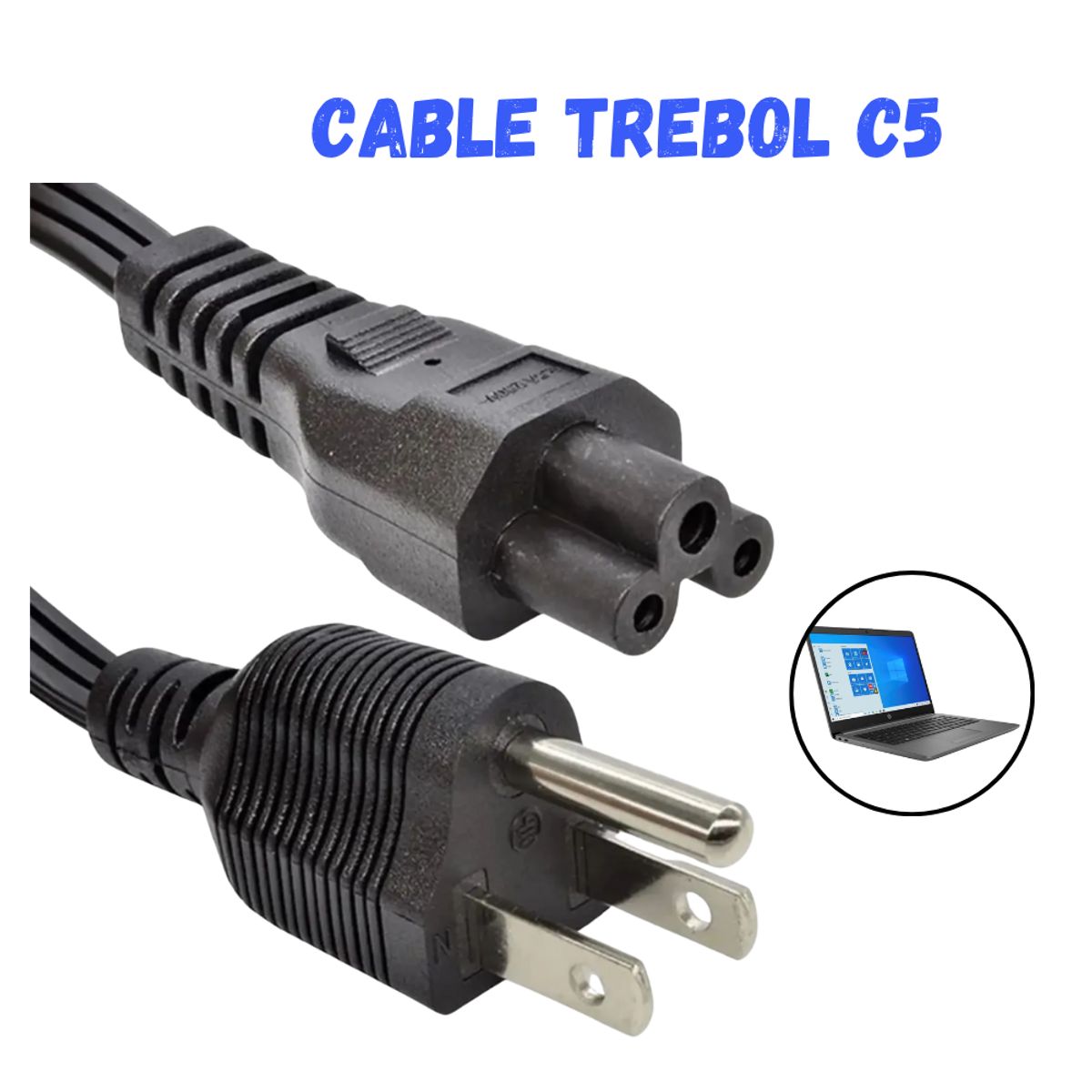 GENERICO - CABLE PODER TREBOL PC ENCHUFE UNIVERSAL