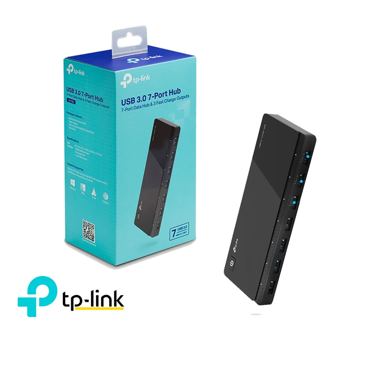 TP LINK - TP-Link Hub USB UH700 De 7 Puertos USB 3.0 Con Adaptador DC