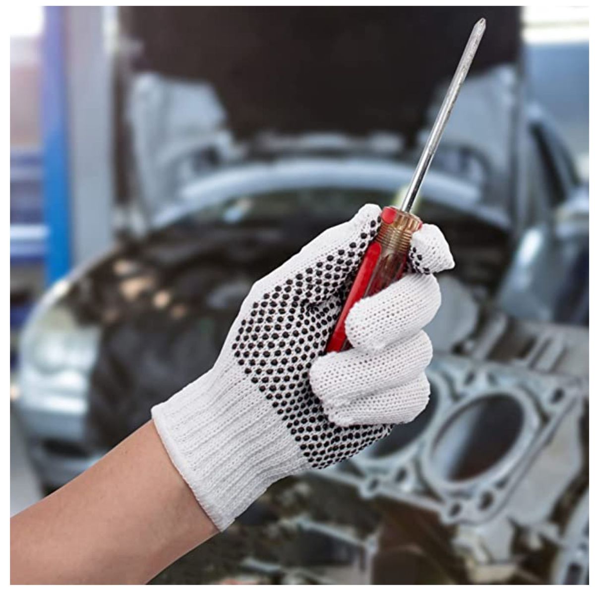 PRETUL - Guantes de algodón con puntos PVC en palma unitalla Pretul