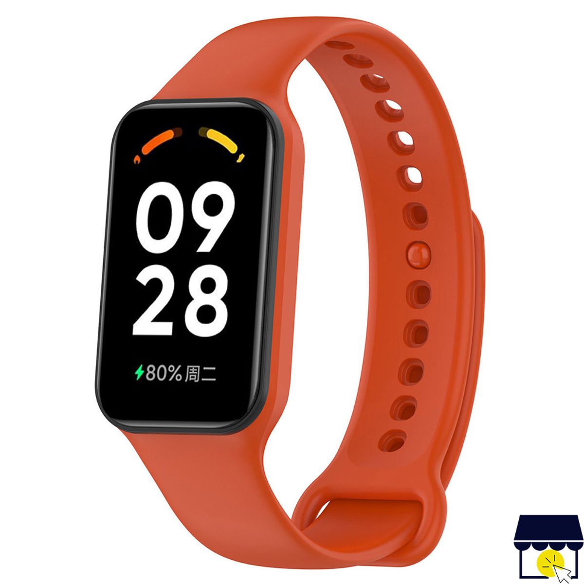 GENERICO - Correa de silicona para Xiaomi Redmi Band 2 / Band 8 Active + Mica - NARANJA