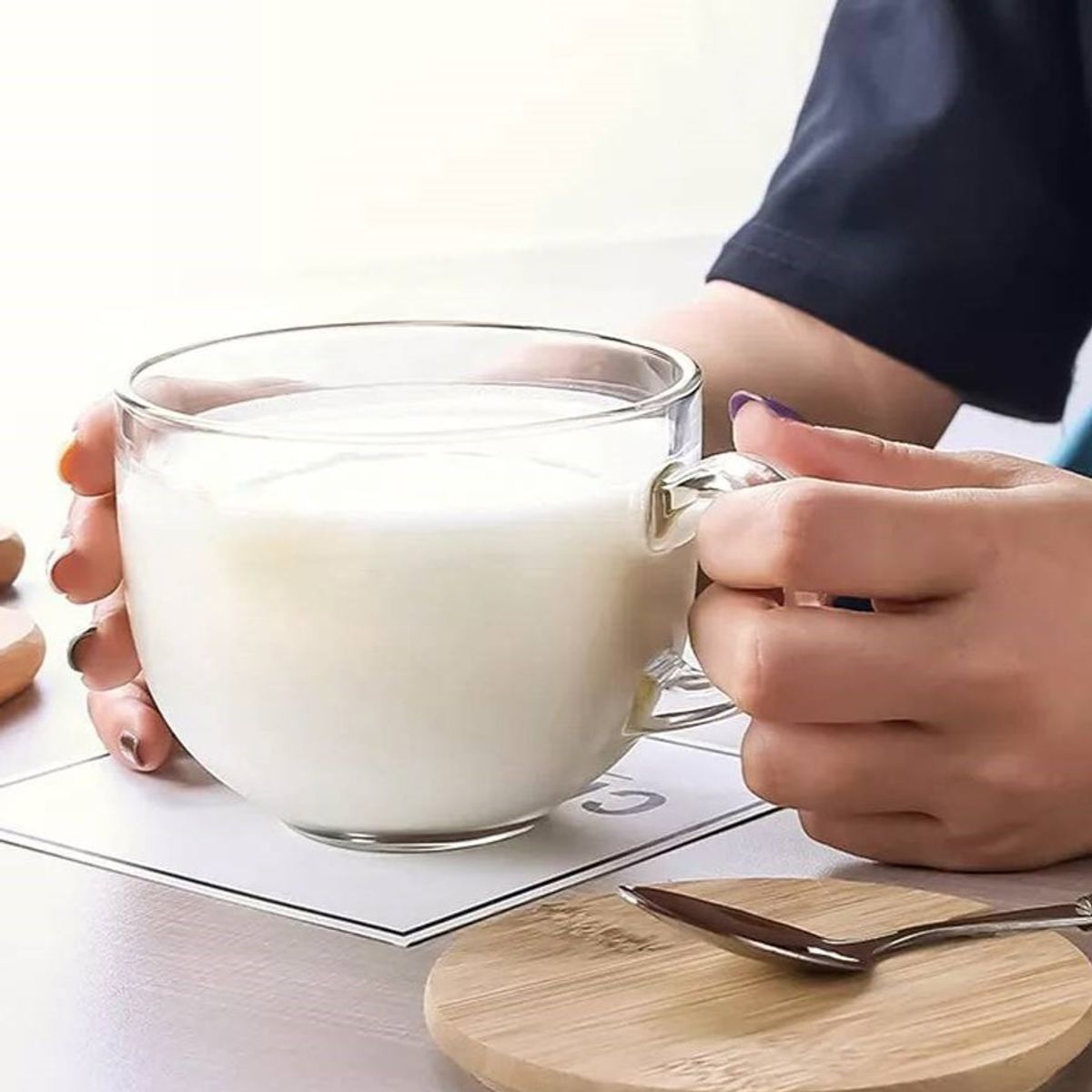 INSPIRA MARKET - Taza y plato de vidrio set transparente 420ml