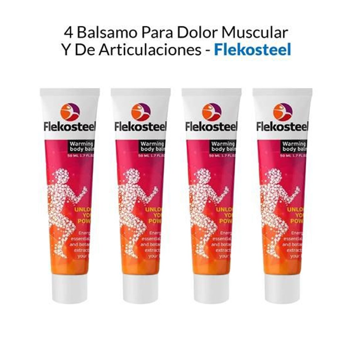 GENERICO - 4 Flekosteel Balsamo Para Dolor Muscular Y De Articulaciones