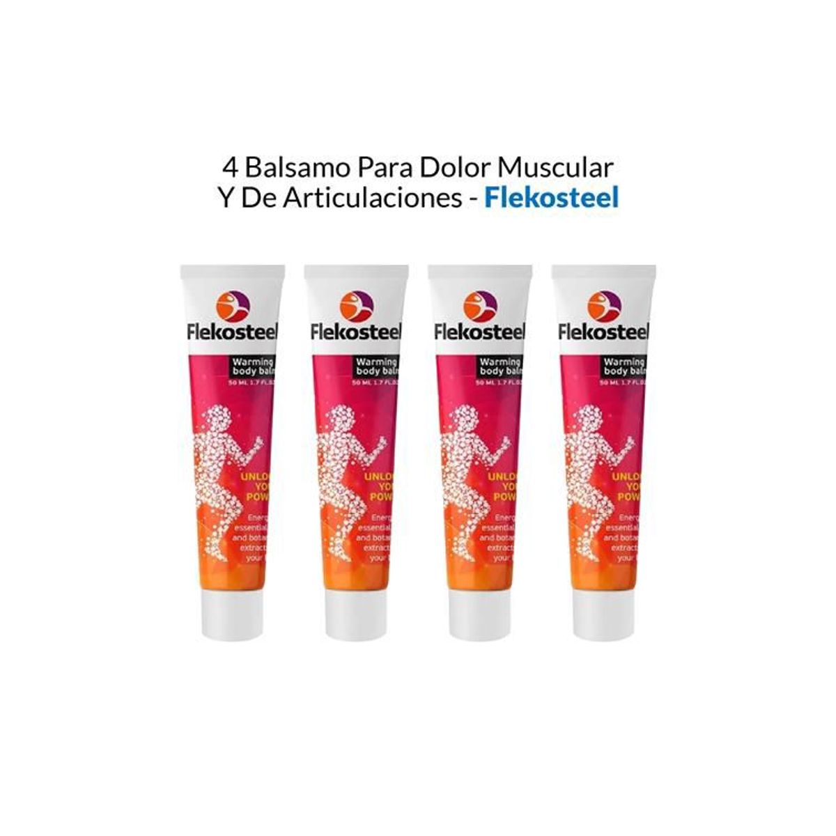 GENERICO - 4 Flekosteel Balsamo Para Dolor Muscular Y De Articulaciones