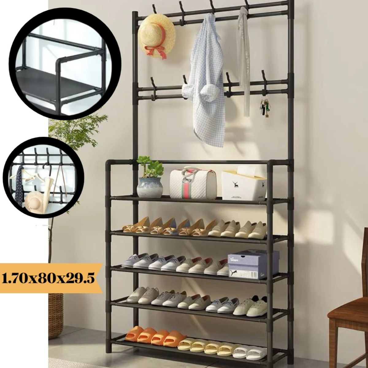 OEM - Zapatera Organizador de Ropa Calzado Zapatos de 5 Niveles Negro