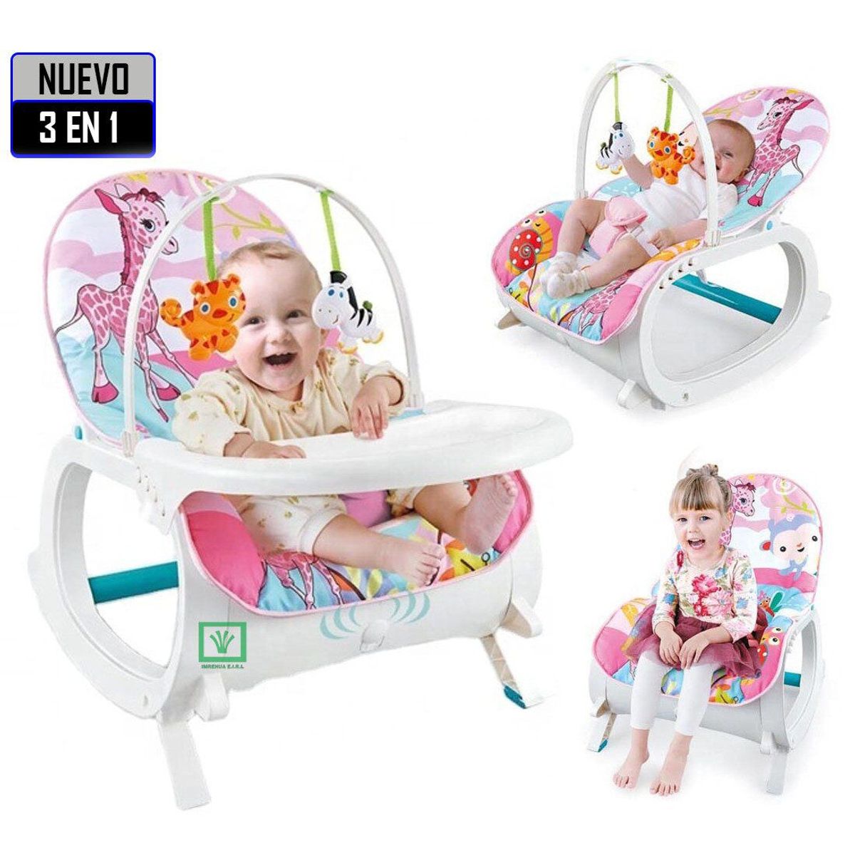 IDEAL - Silla de Comer Mecedora 3 en 1 Vibrador Musical